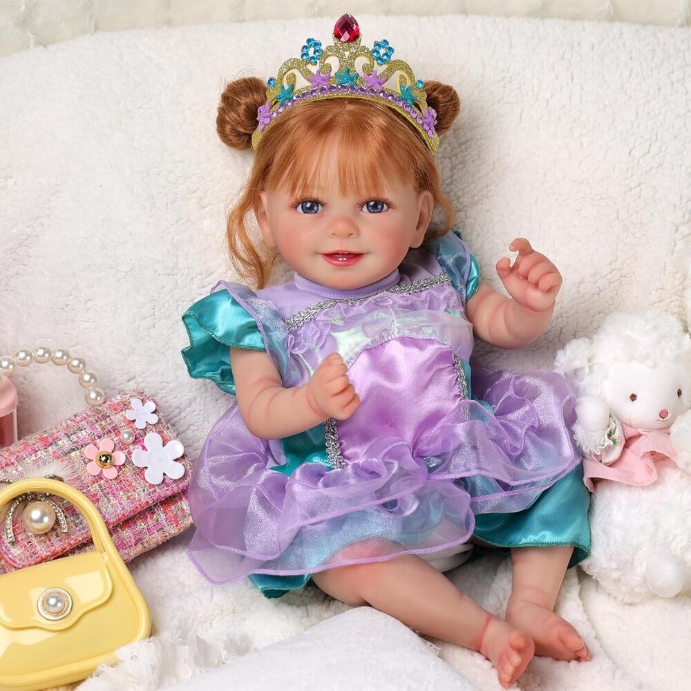20" Reborn Baby Doll Girl Realistic Soft Cloth Body Pink Princess Dress Pacifier